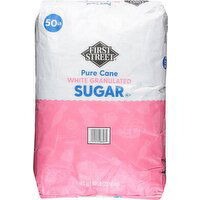 First Street Sugar, Pure Cane, White, Granulated - 50 Pound